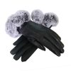 Black Faux Fur Cuff Ladies Gloves