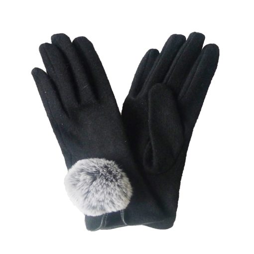 Faux Fur Pom Pom Cuff Gloves