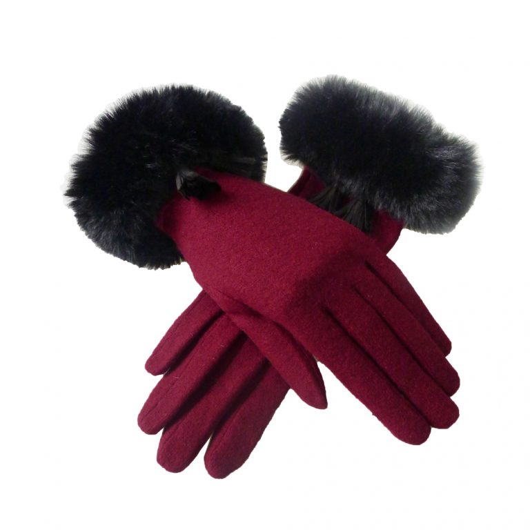 Faux Fur Tassel Cuff Gloves