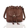 Draw String Bucket Bag with Buckle Pocket