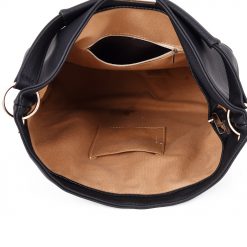 Side Zip Slouch Shopper Tote Bag Black