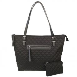 Quilted Nylon Shoulder Bag With Small Purse