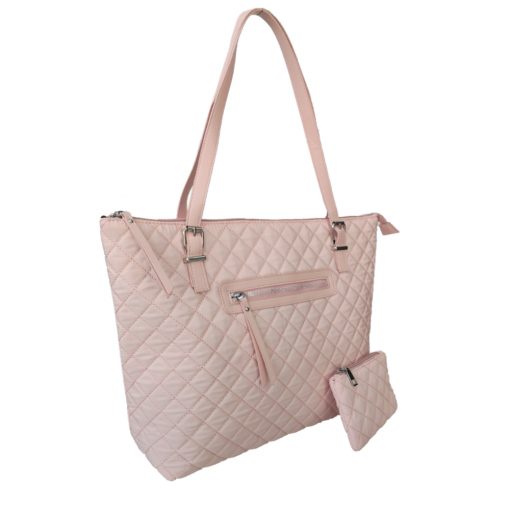 Quilted Nylon Shoulder Bag With Small Purse