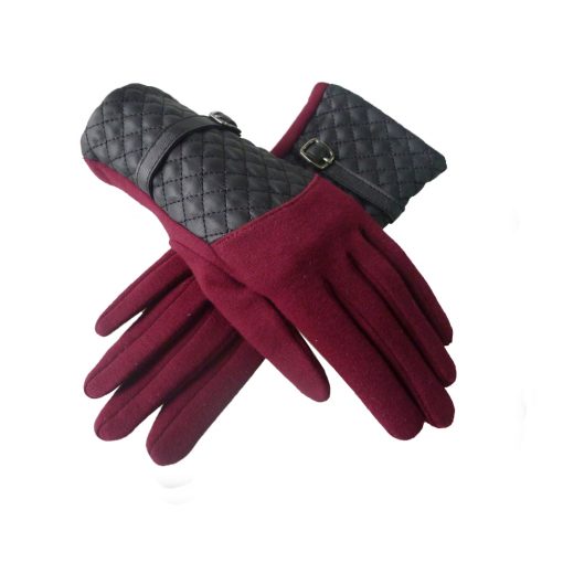 Quilted Panel Buckle Strap Gloves