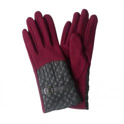 Quilted Panel Buckle Strap Gloves