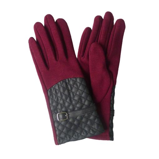 Quilted Panel Buckle Strap Gloves