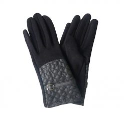 Quilted Panel Buckle Strap Gloves