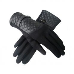 Quilted Panel Buckle Strap Gloves