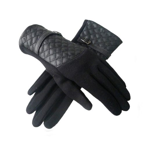Quilted Panel Buckle Strap Gloves
