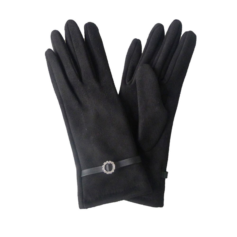 RSG009BK Suede Flower Buckle Gloves