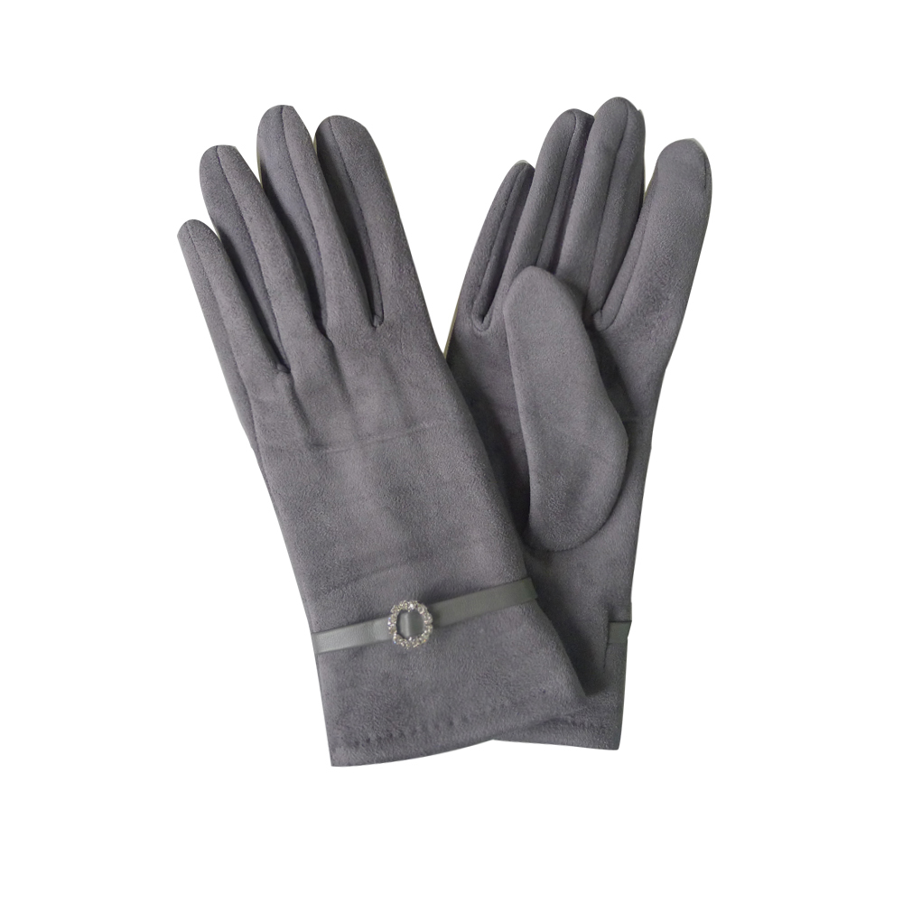 RSG009GR Suede Flower Buckle Gloves