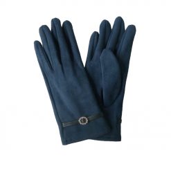 Suede Flower Buckle Gloves