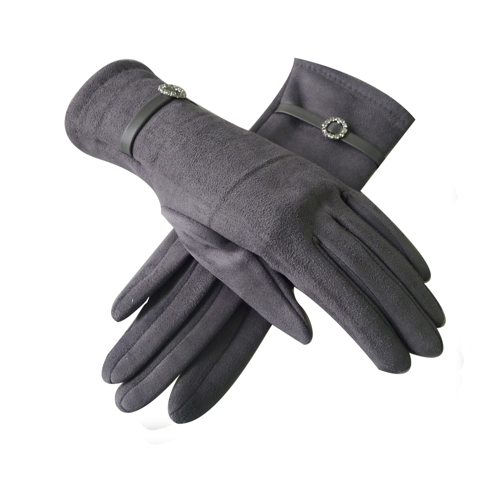 RSG009GR02 Suede Flower Buckle Gloves