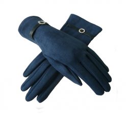 Suede Flower Buckle Gloves