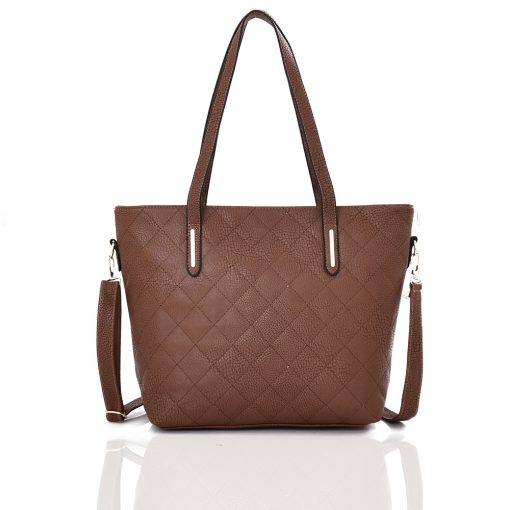 Quilted Tote Bag – Red Brown