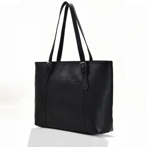 Buckle Strap Shopper Bag – Black