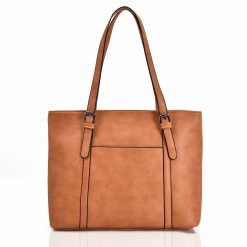 Buckle Strap Shopper Bag – Tan