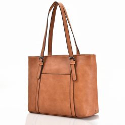 Buckle Strap Shopper Bag – Tan