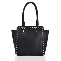 Studded Faux Leather Tote Bag