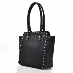 Studded Faux Leather Tote Bag