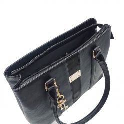 Faux Leather Shoulder Bag – Black