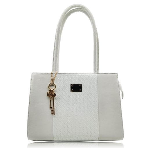 Faux Leather Shoulder Bag – White