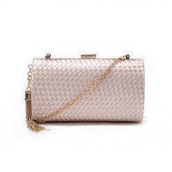 Woven Clutch With Chain Tassel