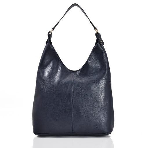 Side Zip Slouch Shopper Tote Bag Navy Blue