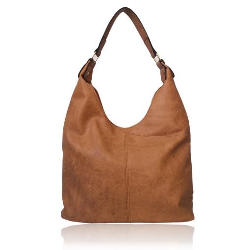 Side Zip Slouch Shopper Tote Bag Tan