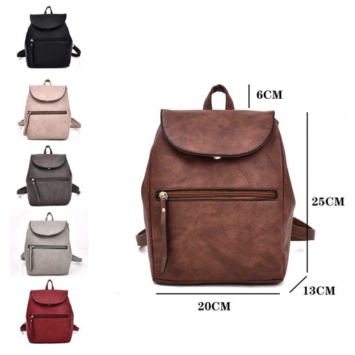 Front Zip Backpack – Red Brown