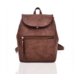 Front Zip Backpack – Red Brown
