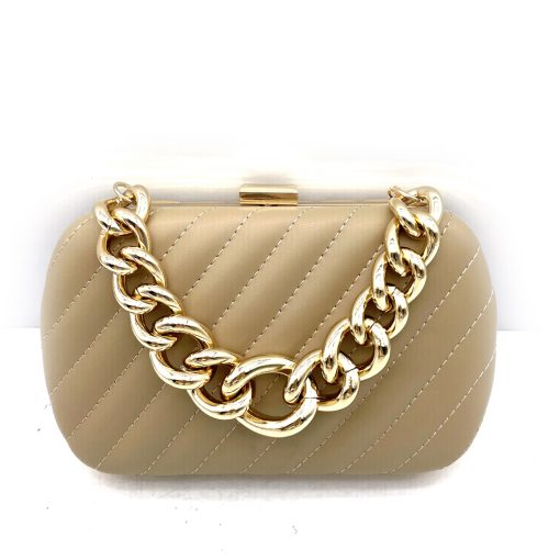 Evening Bag with Chunky Chain – Cream