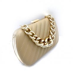 Evening Bag with Chunky Chain – Cream
