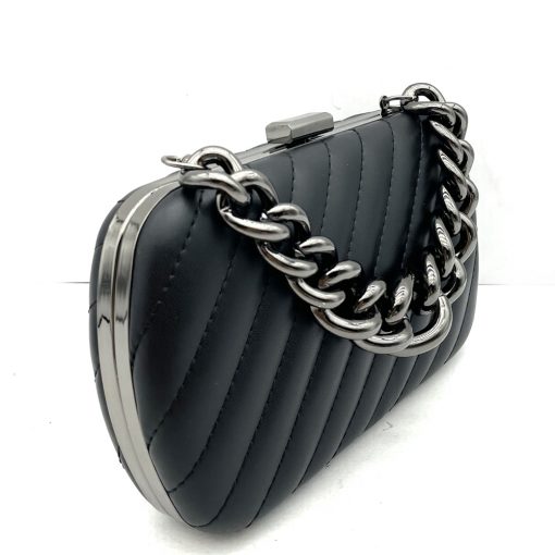 Evening Bag with Chunky Chain – Black