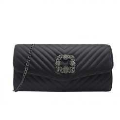 Izabelle Quilted Evening Clutch Bag With Emblem