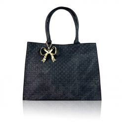 Tote Bag With Chunky Gold Bow – Black